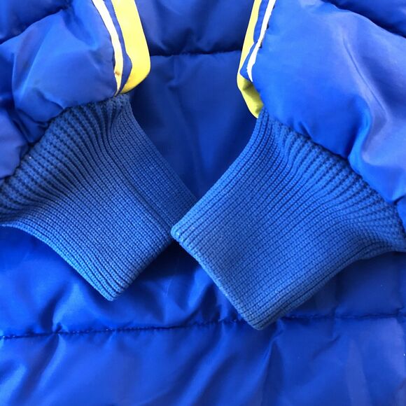 Vintage 1970’s Puffer Jacket Swingster Michelin Arctic Blue w/Yellow Mens Large - Picture 9 of 12